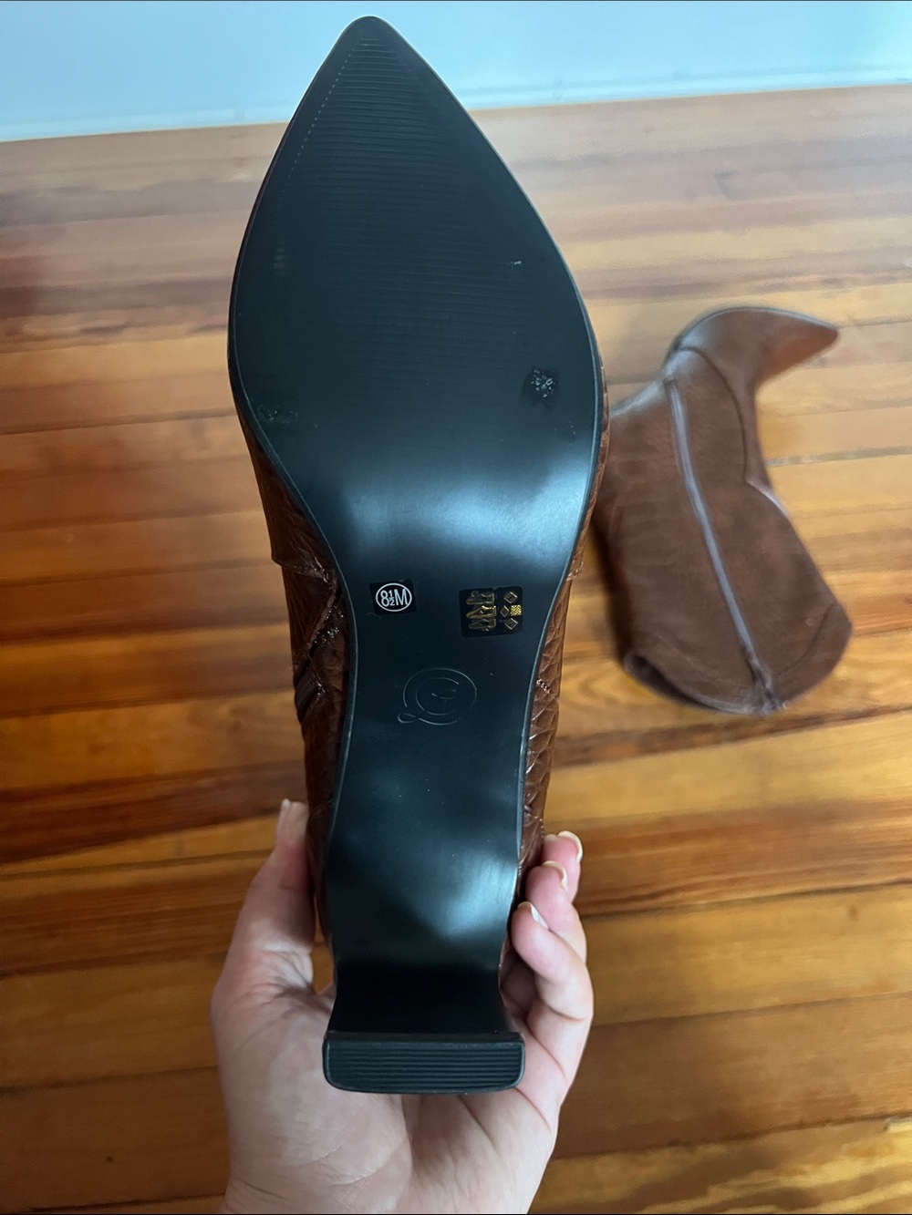 Chinese Laundry Forester Brown Croc Western Boots Block Heel Size 8.5 NWOB - Picture 8 of 9